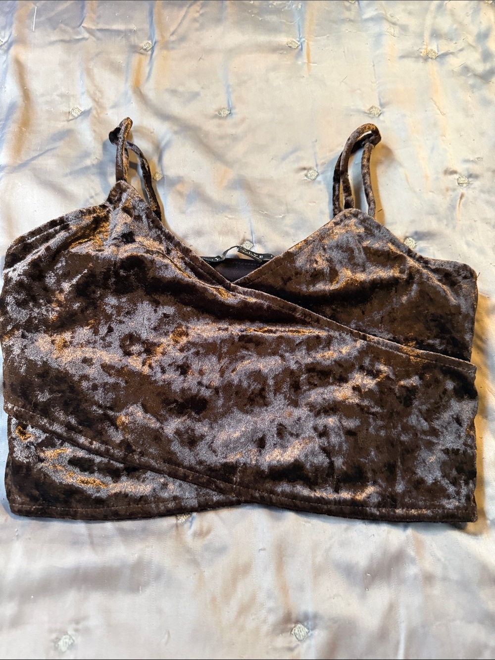 HYFVE Brown Velvet Wrap Crop Camisole